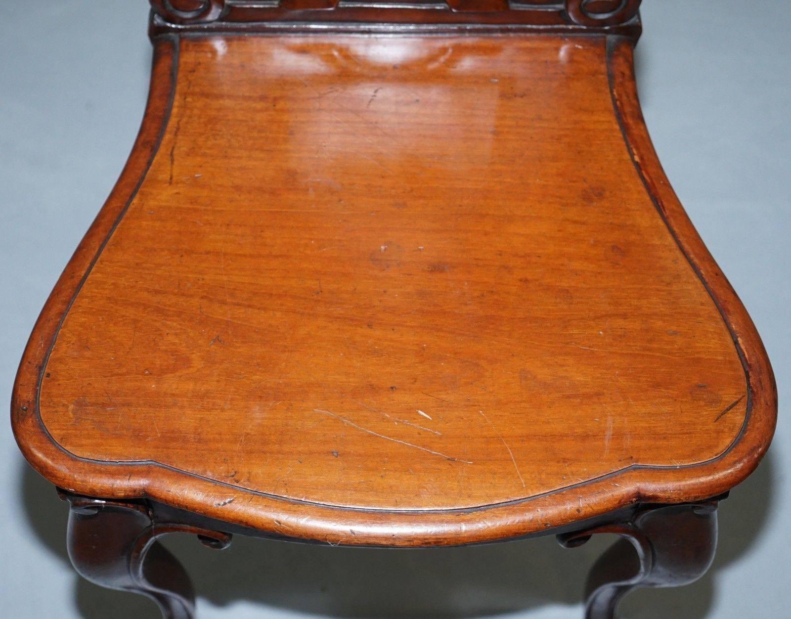 British Pair of Lovley Regency Mahogany circa 1830 Shield Back Hall Chairs Nice Patina