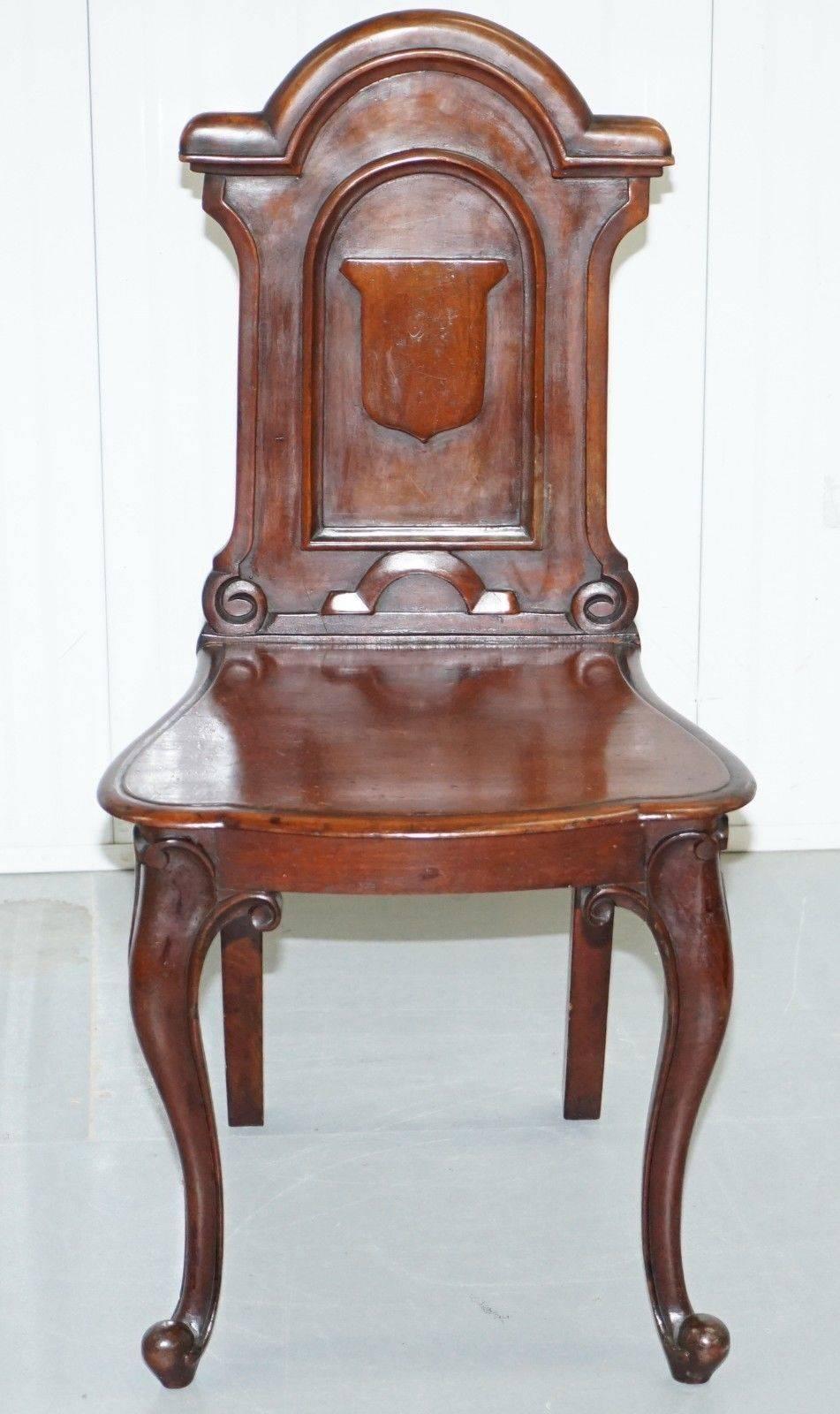 Pair of Lovley Regency Mahogany circa 1830 Shield Back Hall Chairs Nice Patina 2