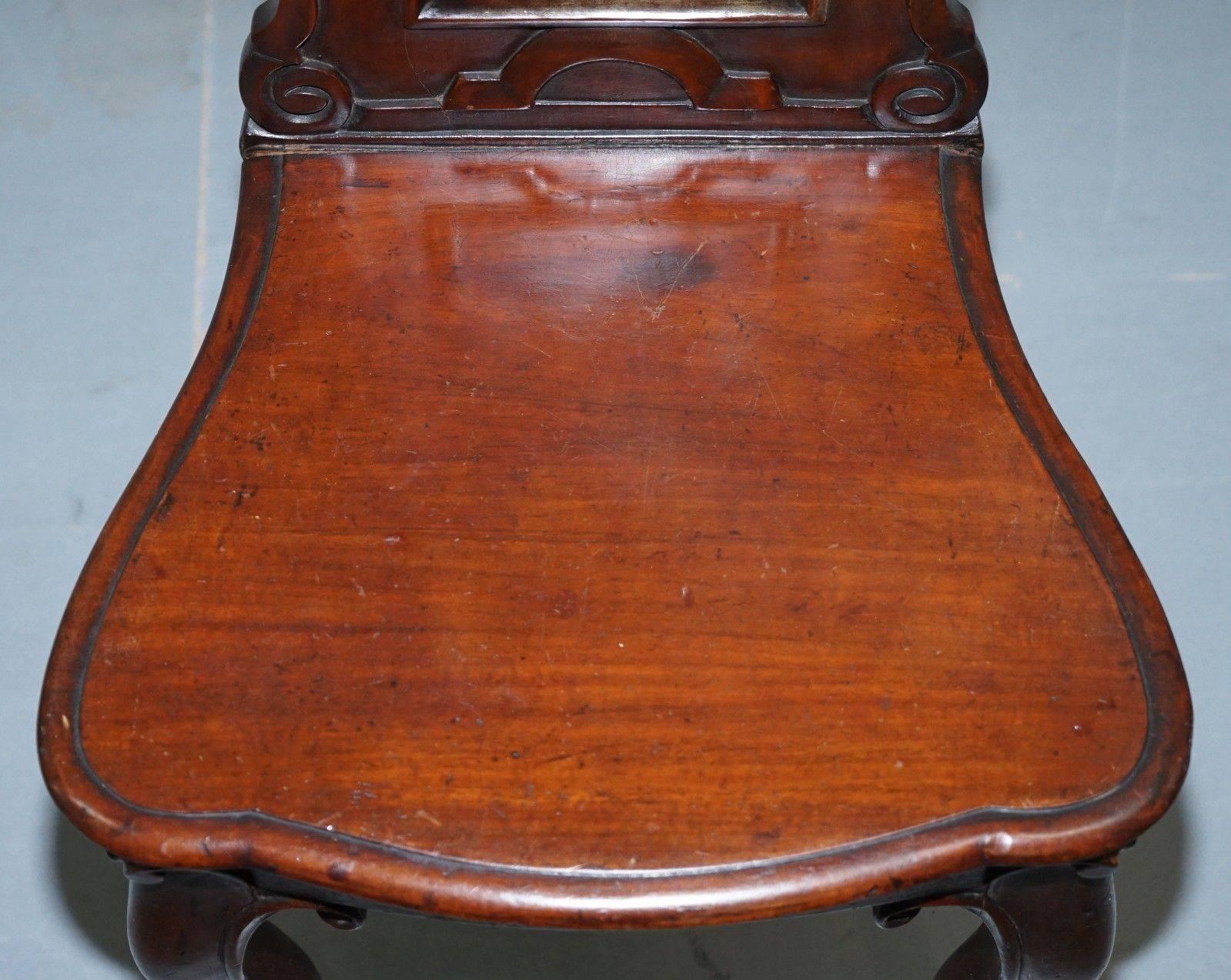 Pair of Lovley Regency Mahogany circa 1830 Shield Back Hall Chairs Nice Patina 3