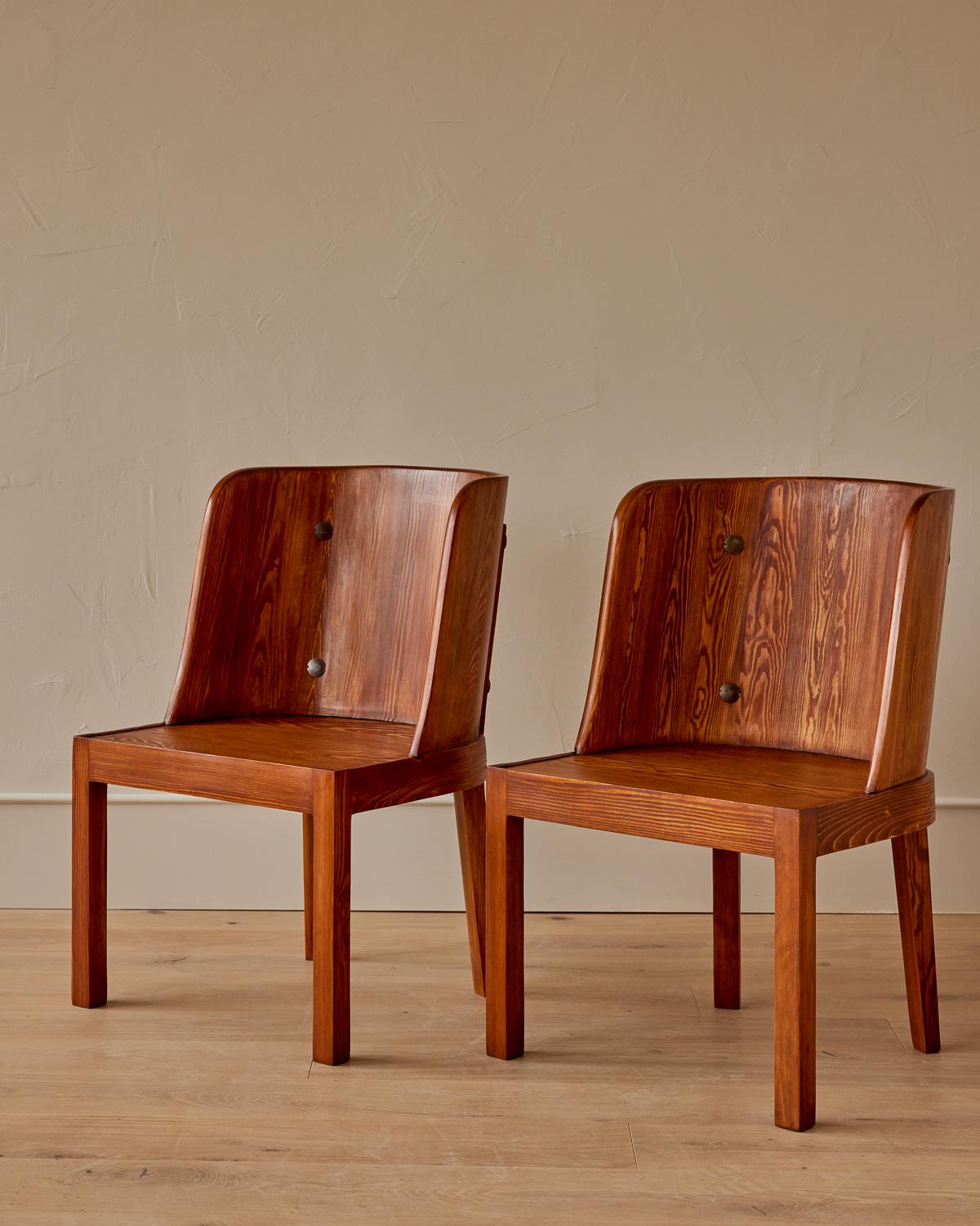 Pine Pair of Lovö Chairs by Axel Einar Hjorth For Sale