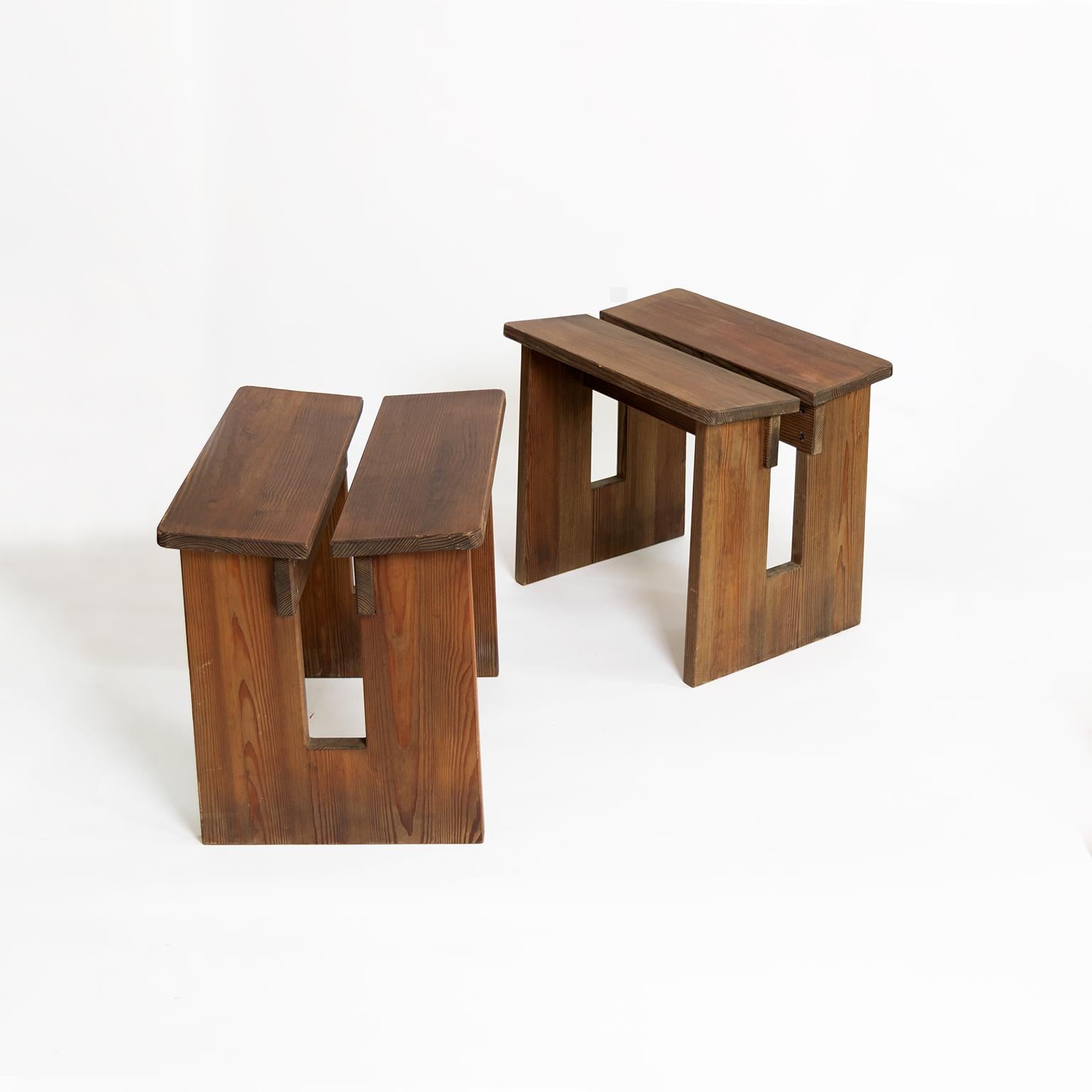 Pair of Lovö Stools by Axel Einar Hjorth, Scandinavian Modern In Good Condition In New York, NY