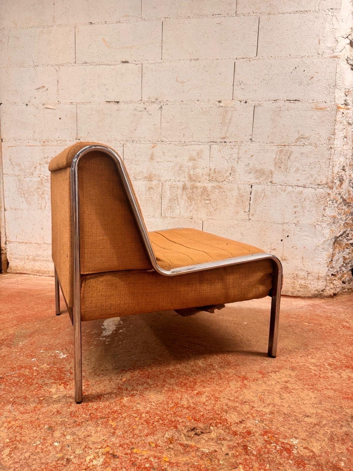 Modern Pair of low armchairs circa 1970 Airborne For Sale