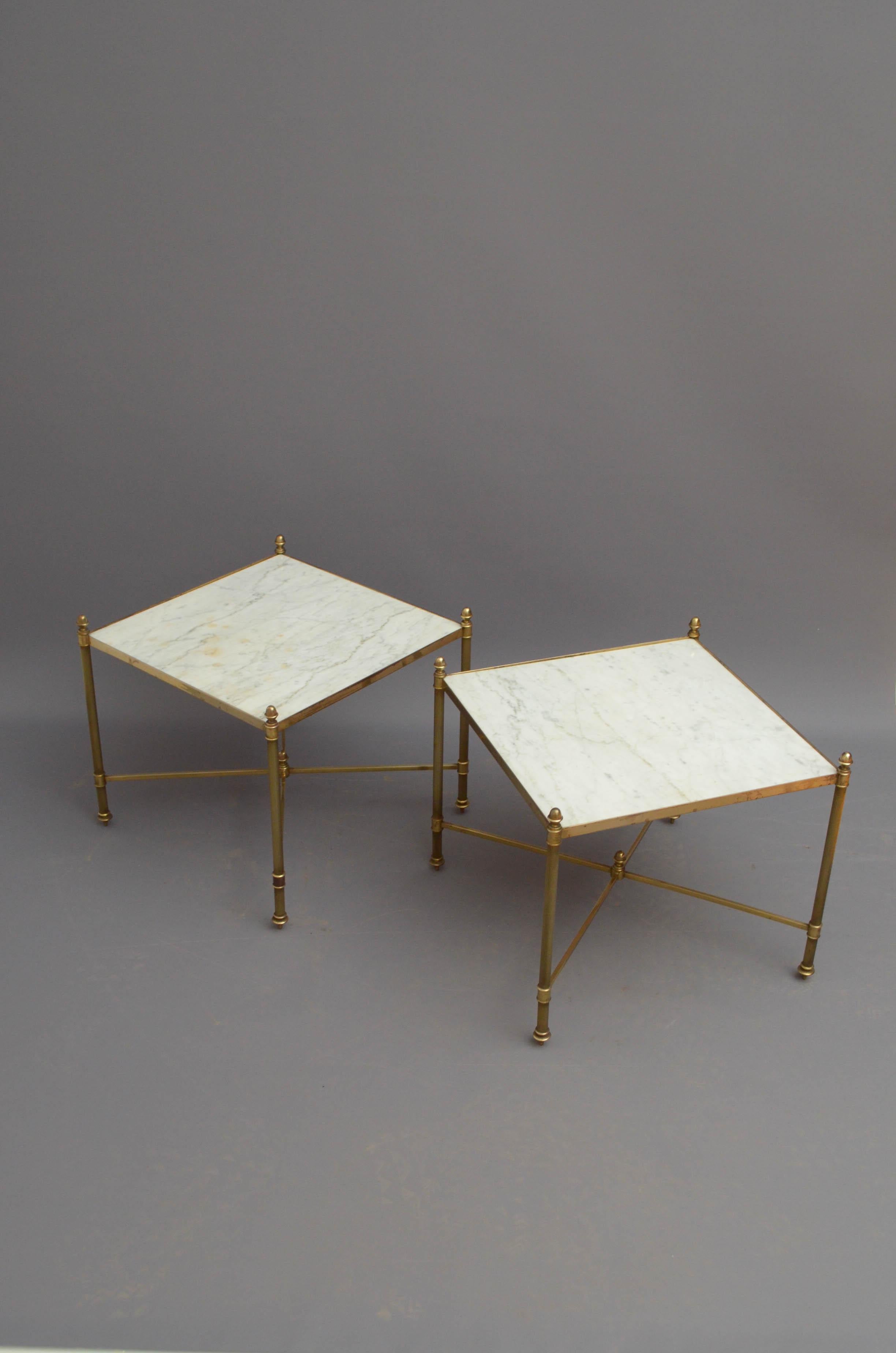 British Pair of Low Brass Tables For Sale