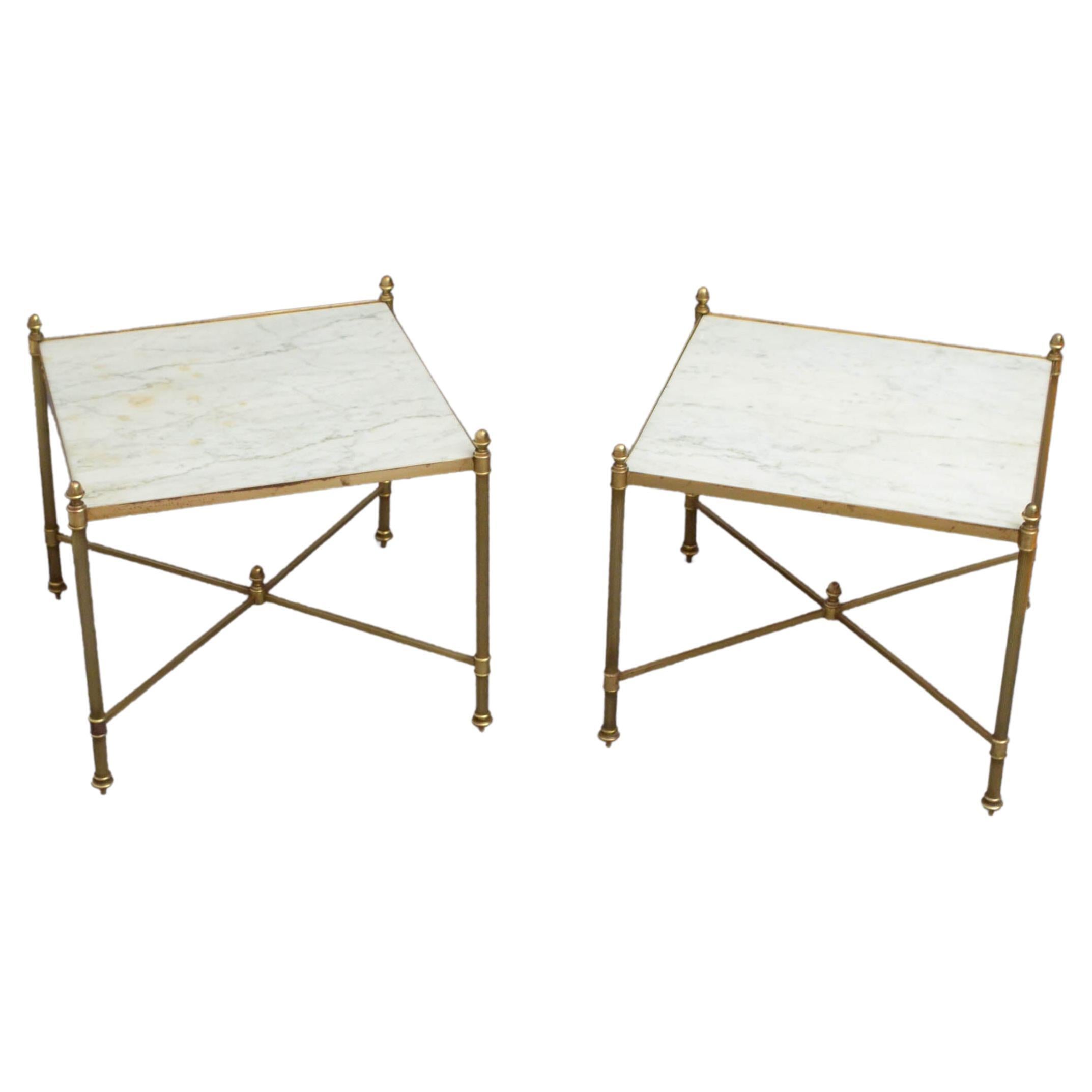 Pair of Low Brass Tables For Sale