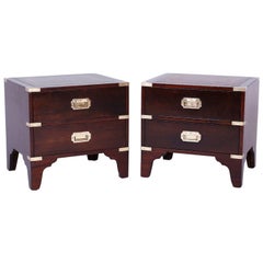 Pair of Low Campaign Nightstands Pair of Low Campaign Nightstands