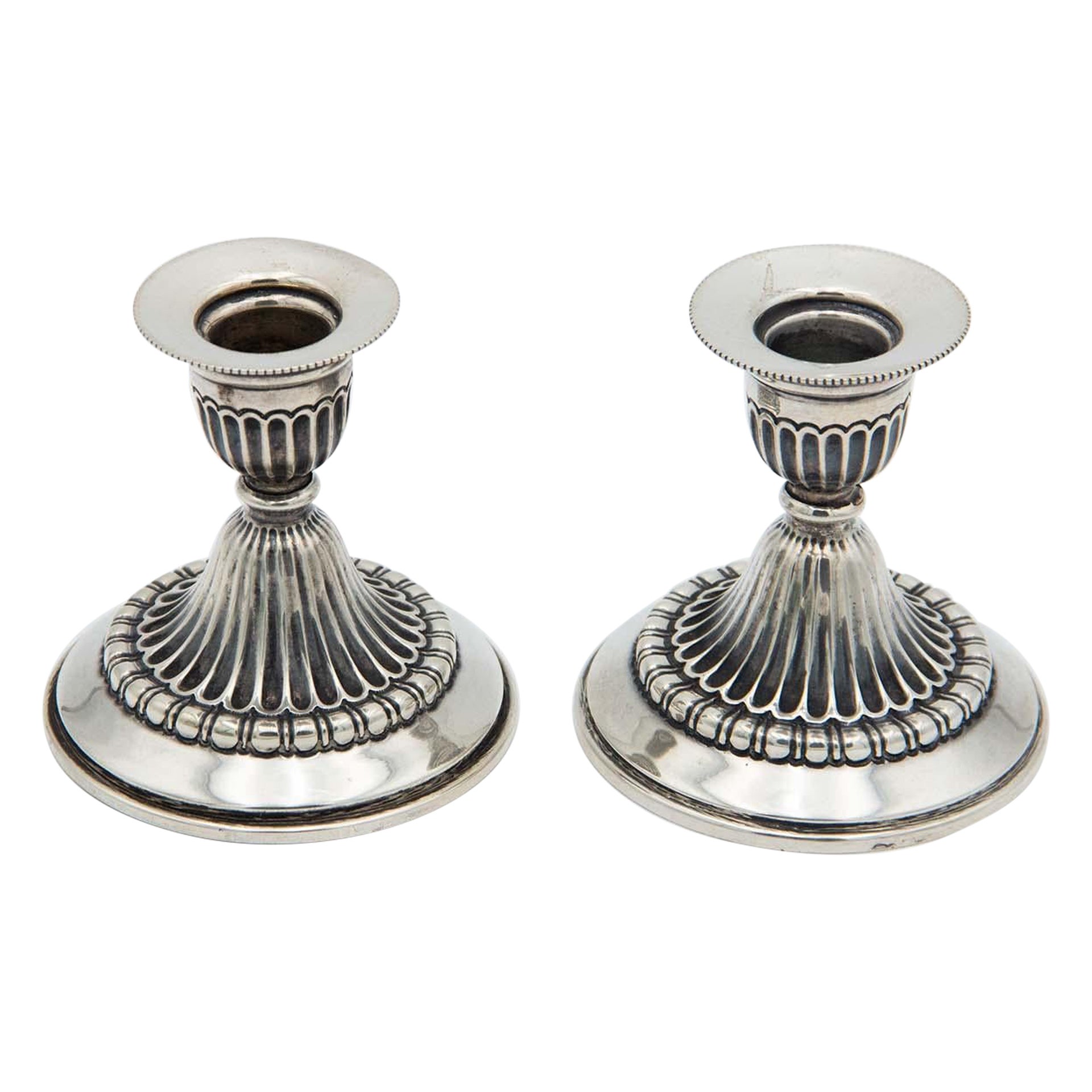 Pair of low candlesticks For Sale