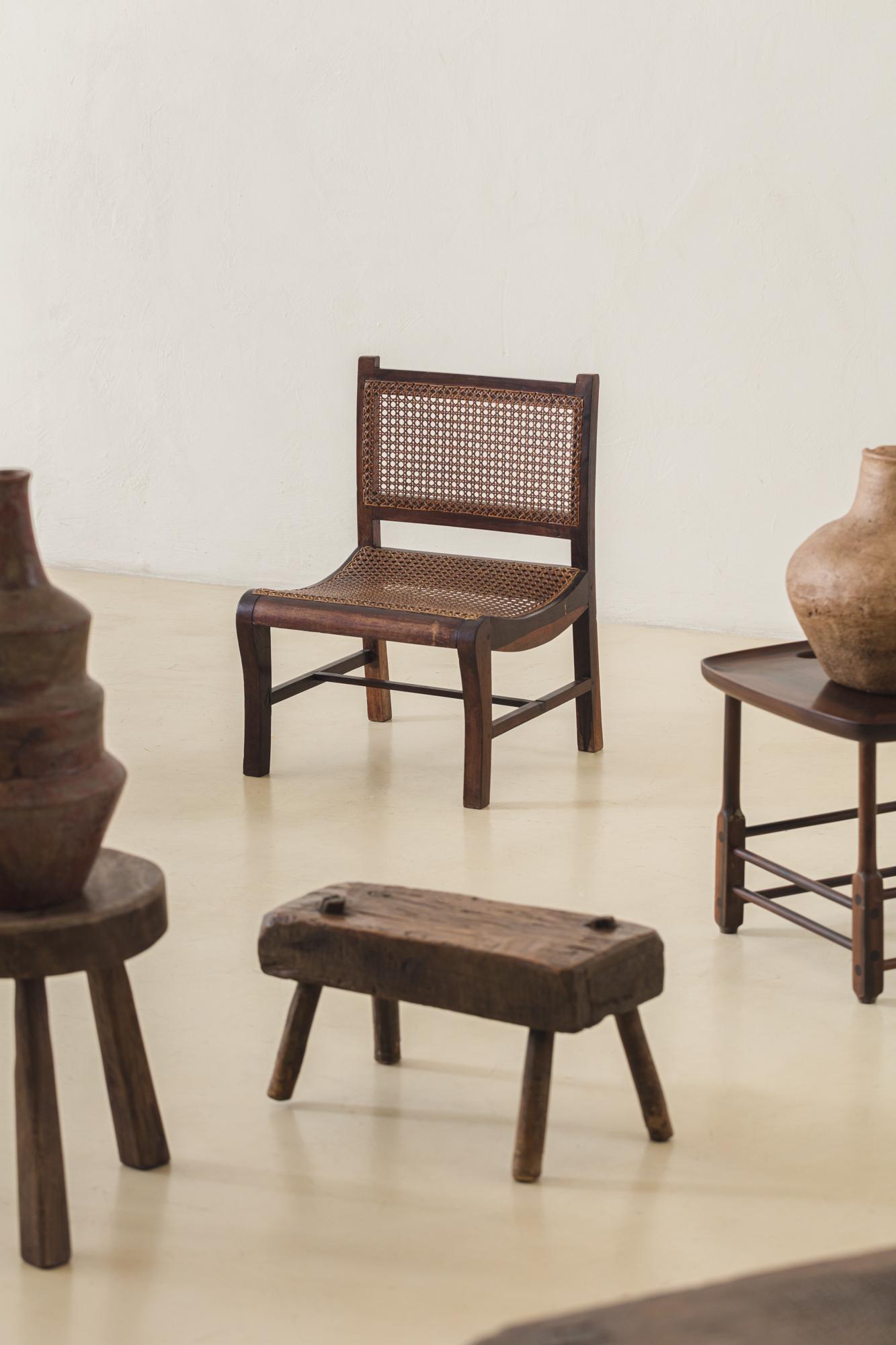 Pair of Low Cane and Rosewood Lounge Chairs, Unknown Artist, 19th Century For Sale 8