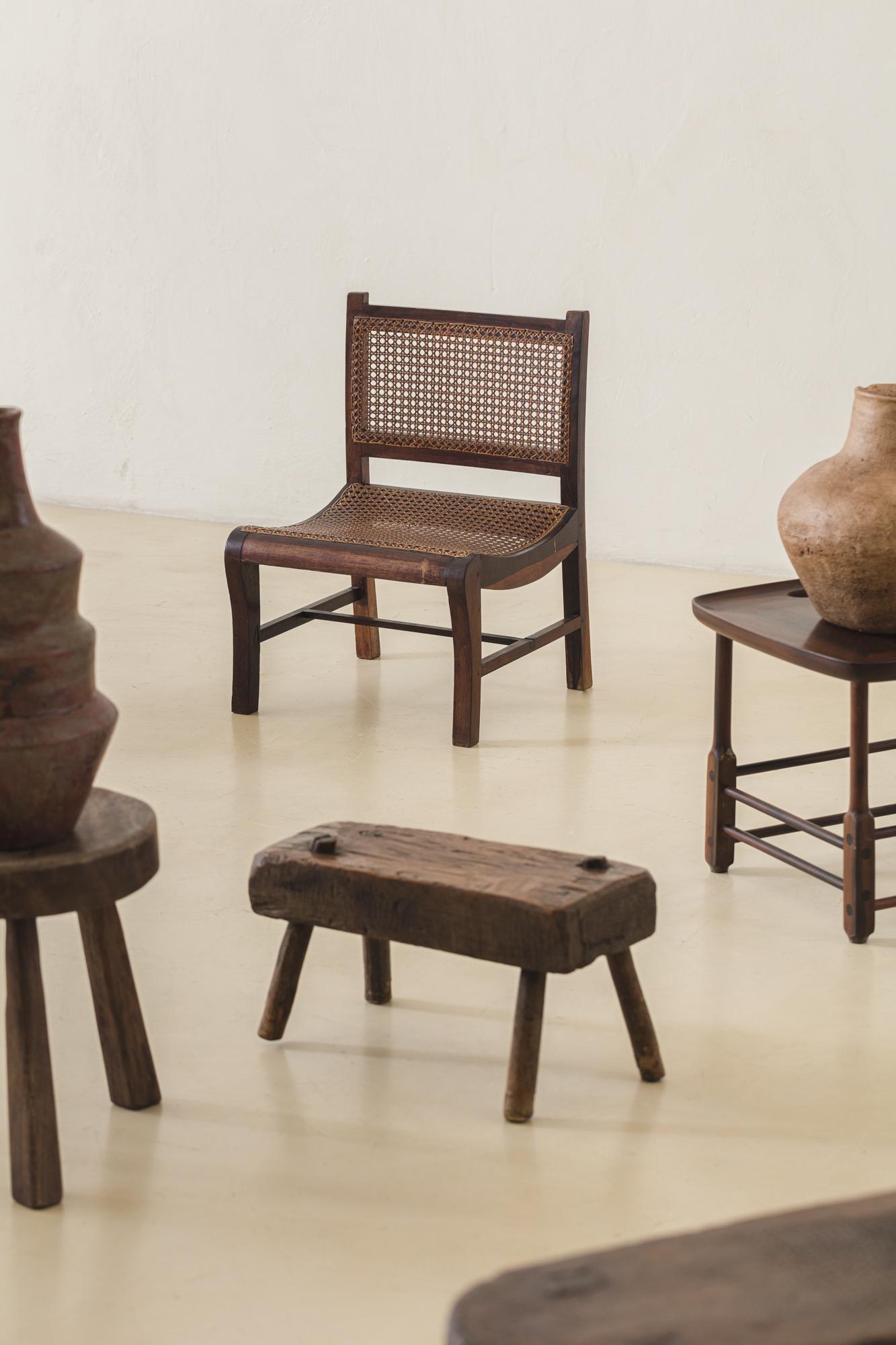Pair of Low Cane and Rosewood Lounge Chairs, Unknown Artist, 19th Century For Sale 9