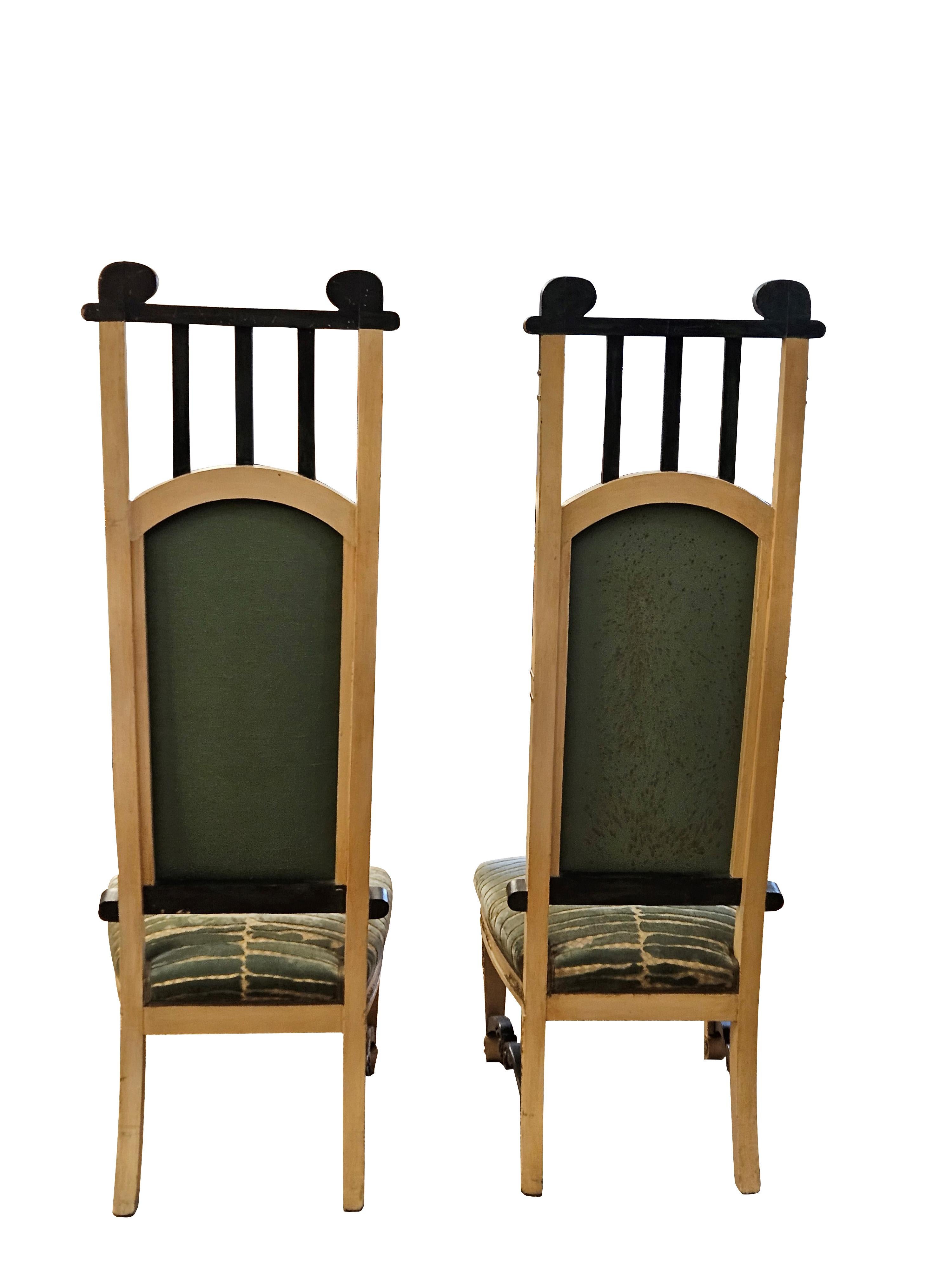Vienna Secession Pair of low chairs in the Viennese Secession style For Sale