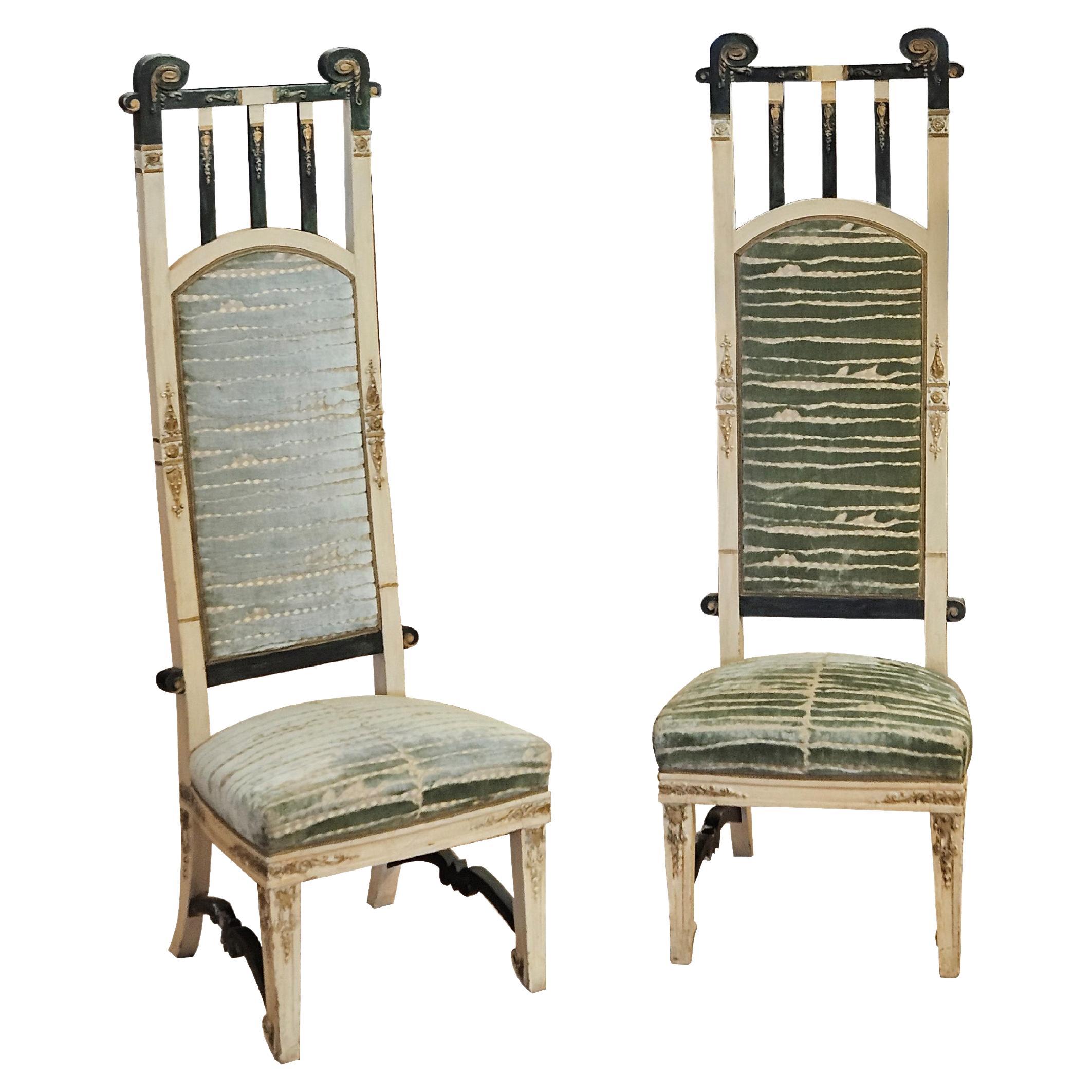 Pair of low chairs in the Viennese Secession style For Sale