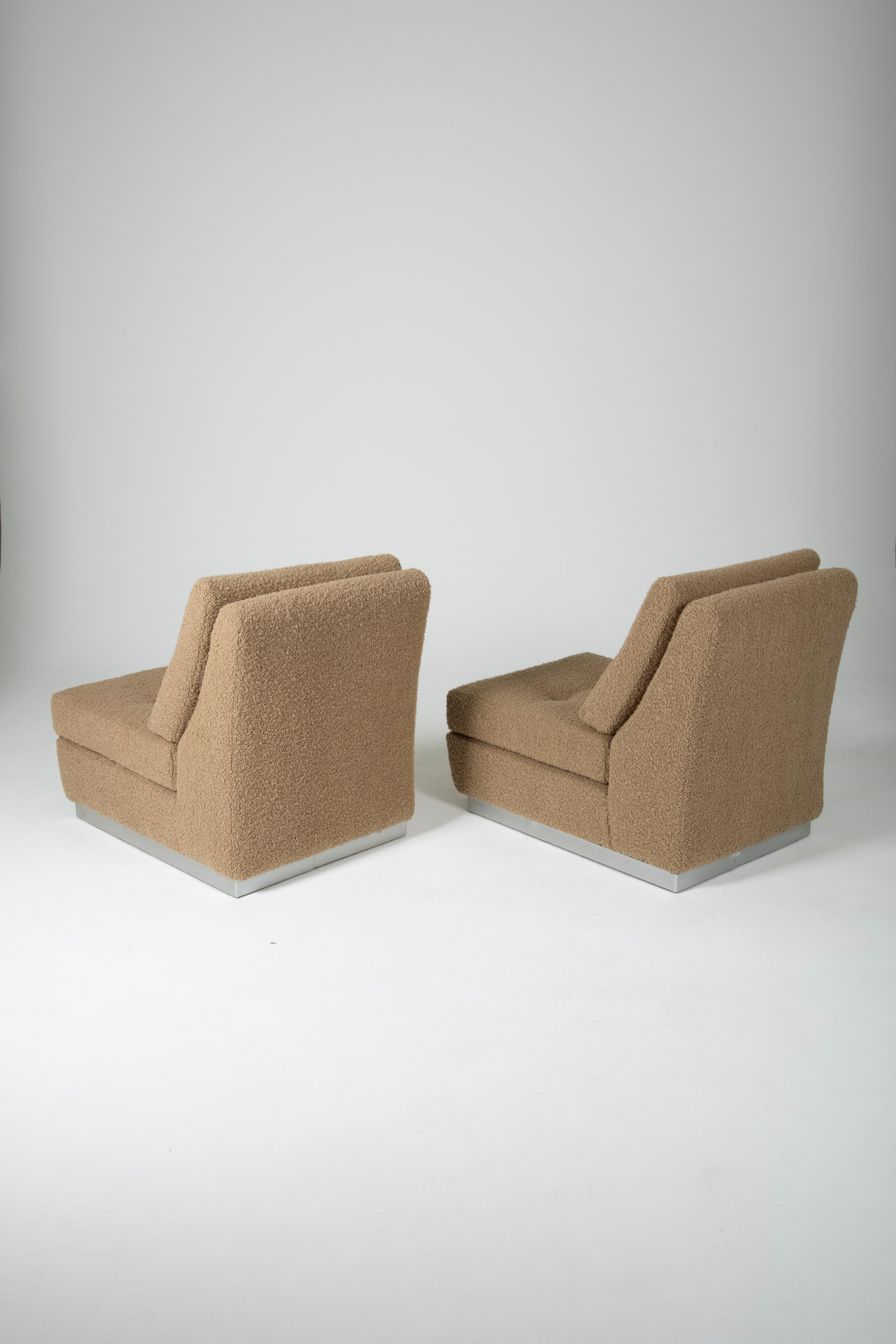 Late 20th Century Pair of Low Chairs Jacques Charpentier, 1970s