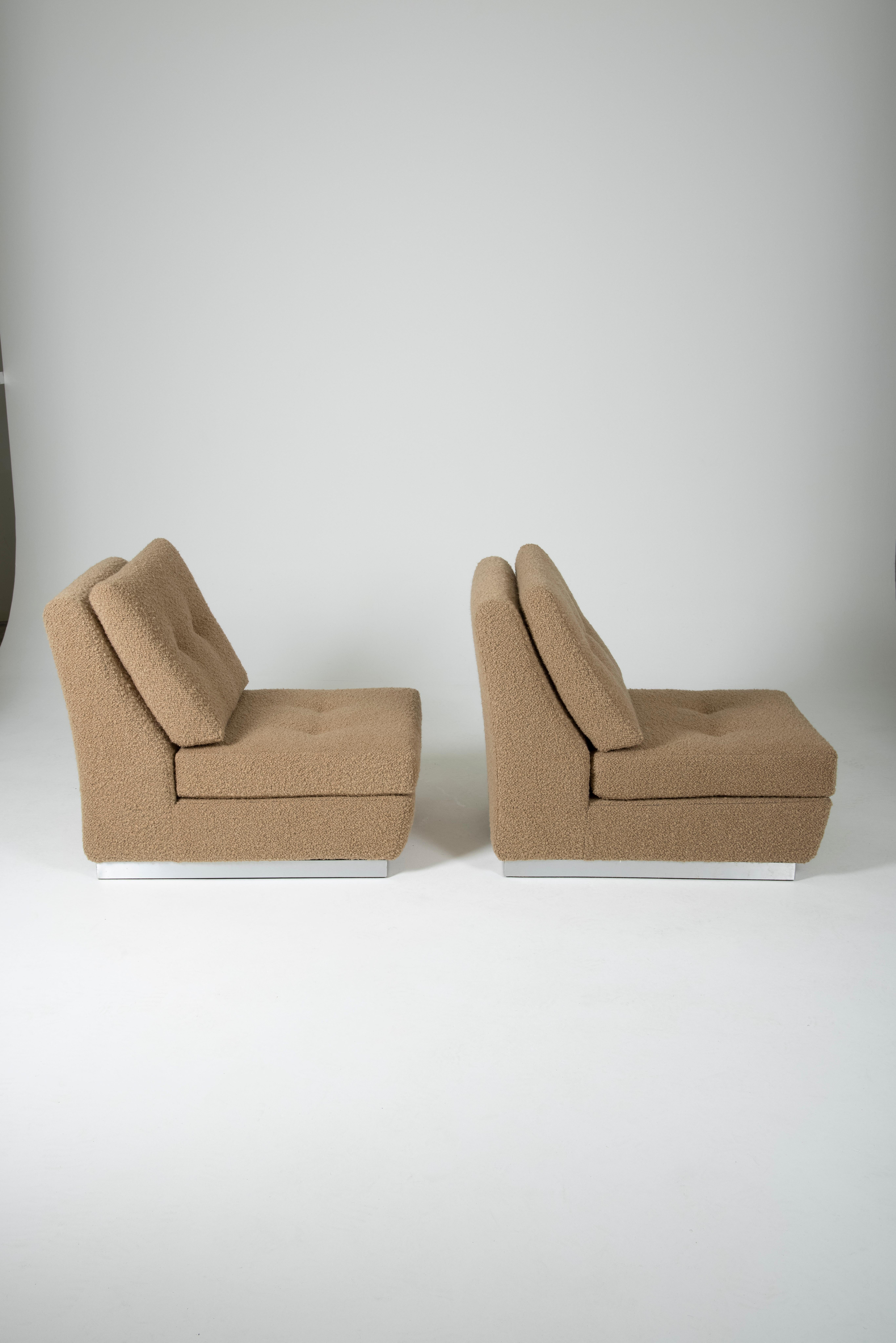 Pair of Low Chairs Jacques Charpentier, 1970s 1