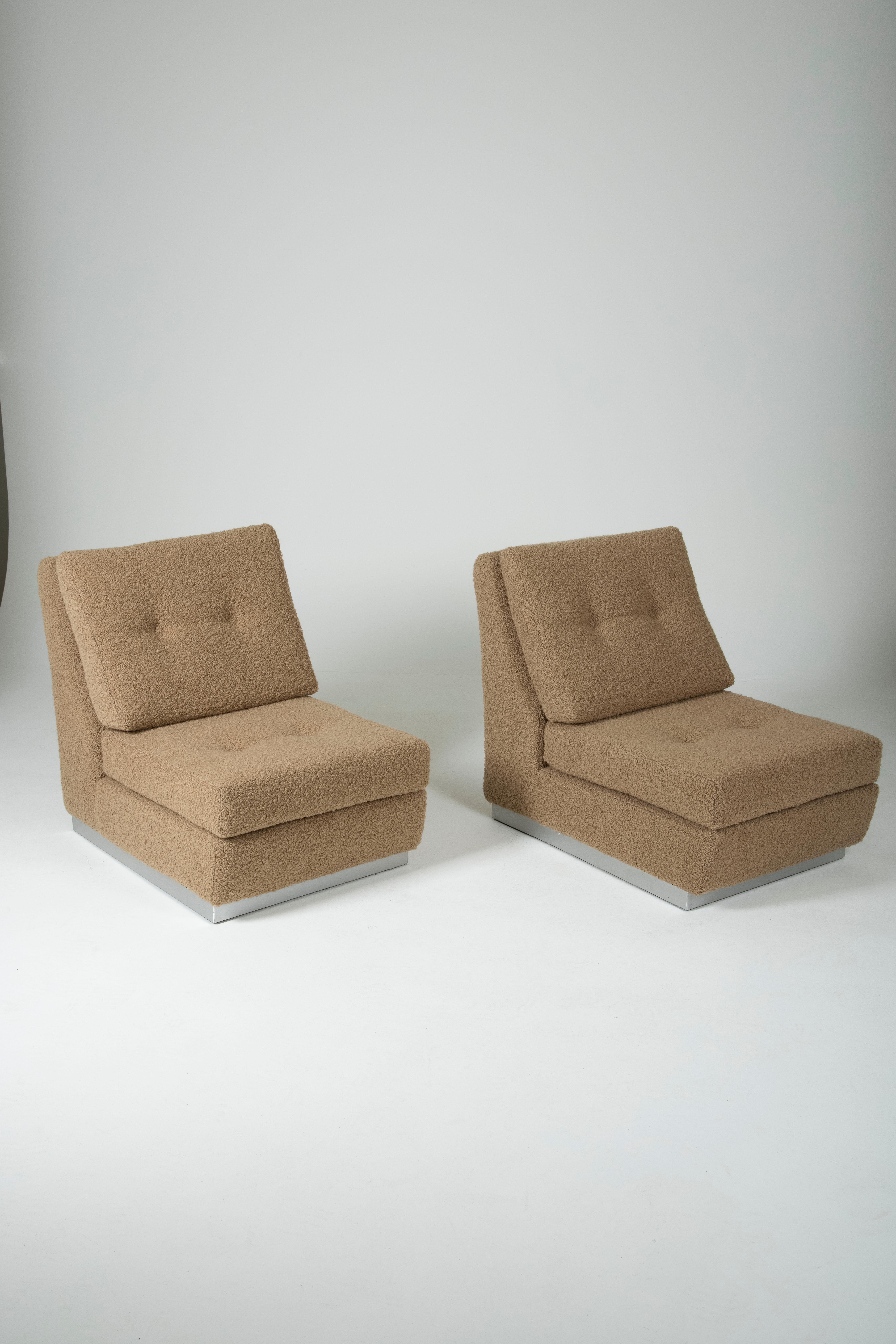 Pair of Low Chairs Jacques Charpentier, 1970s 2