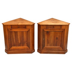 Pair of low corner cabinets with plinth – Louis-Philippe Style – Solid cherry wo