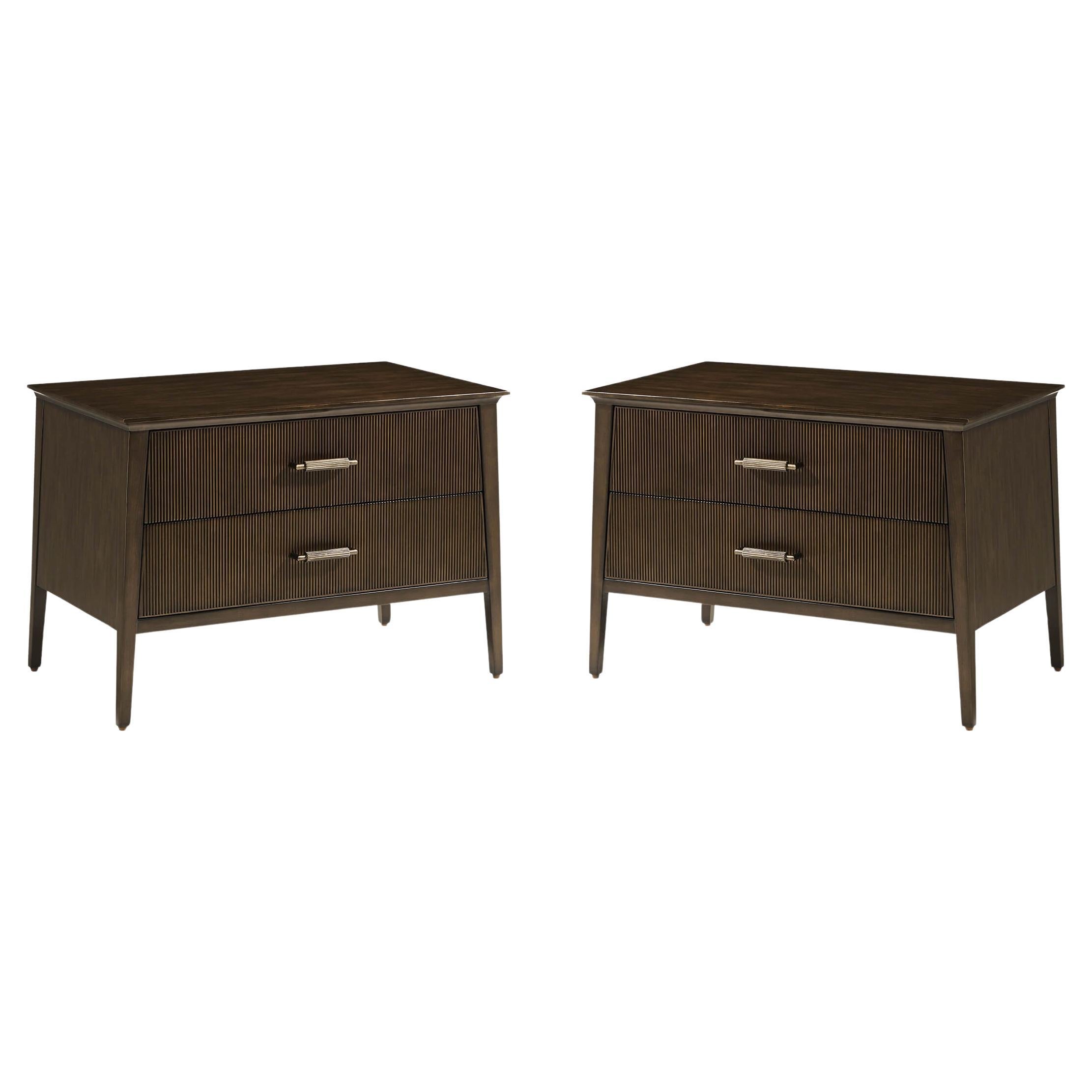 Pair of Low Mid Century Style Nightstands For Sale