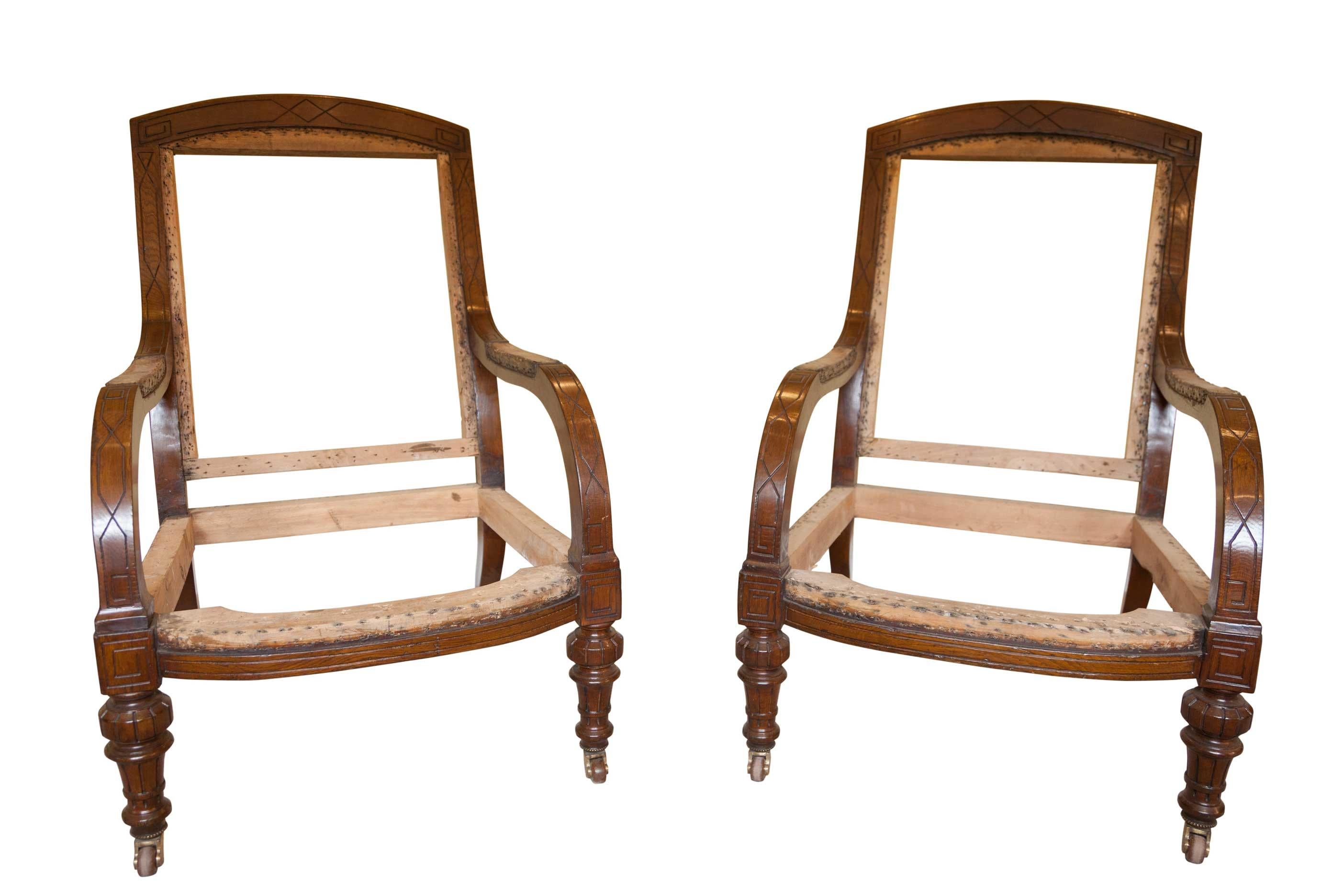 English  Armchairs Oak Gillows Style 19th Century  For Sale