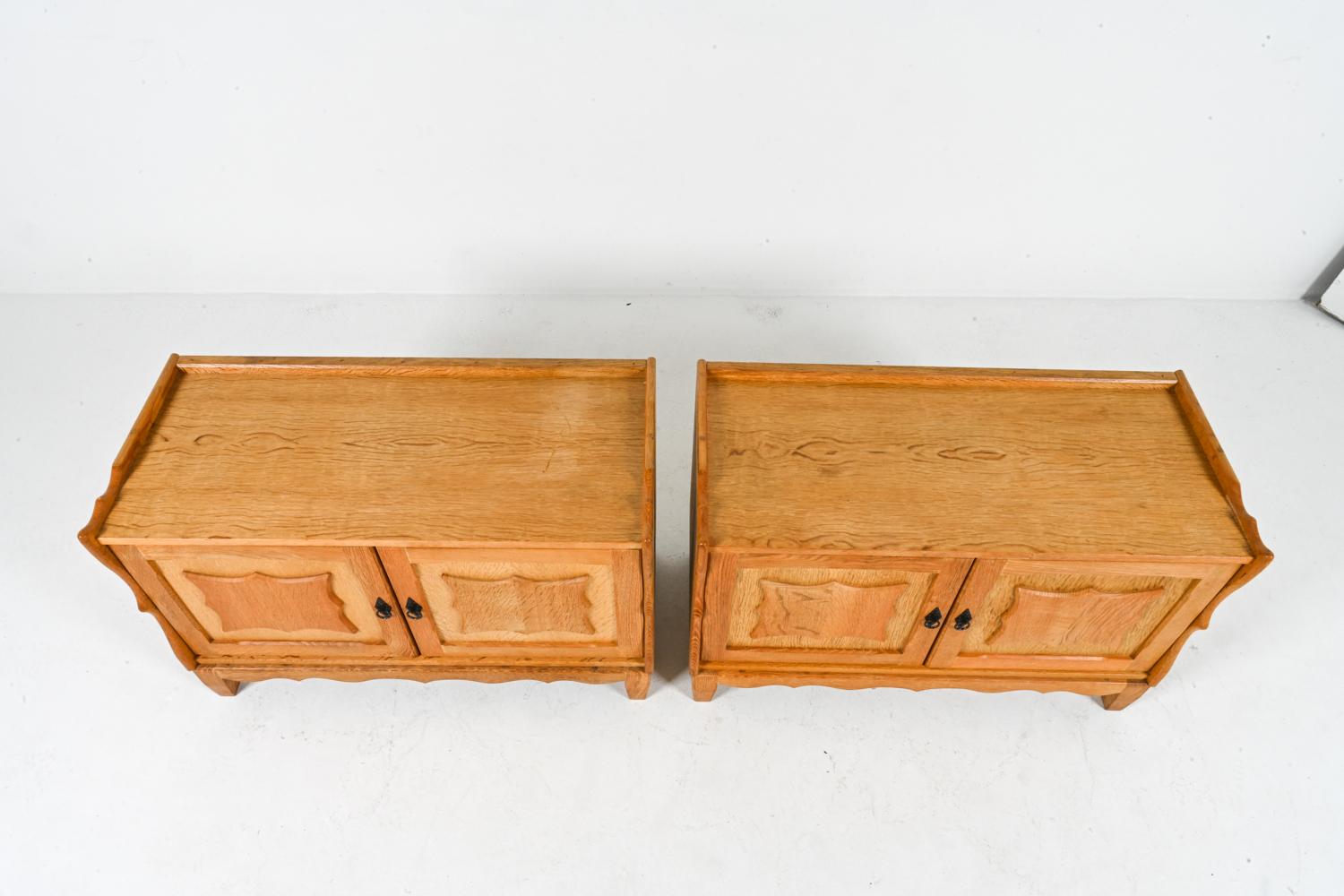 Pair Of Low Oak Cabinets Attributed To Henry 'Henning' Kjaernulf, Circa 1970's 8