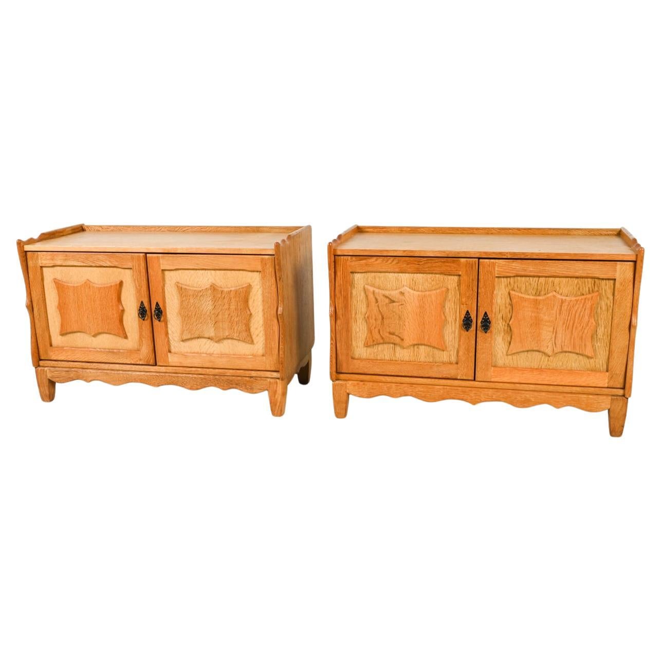 Pair Of Low Oak Cabinets Attributed To Henry 'Henning' Kjaernulf, Circa 1970's