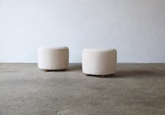 Pair of Low Round Ottomans / Footstools in COM