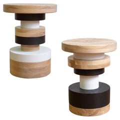 Paar niedriger Sass-Hocker von Souda, Esszimmerstuhl, Sitzmöbel, Form A & C