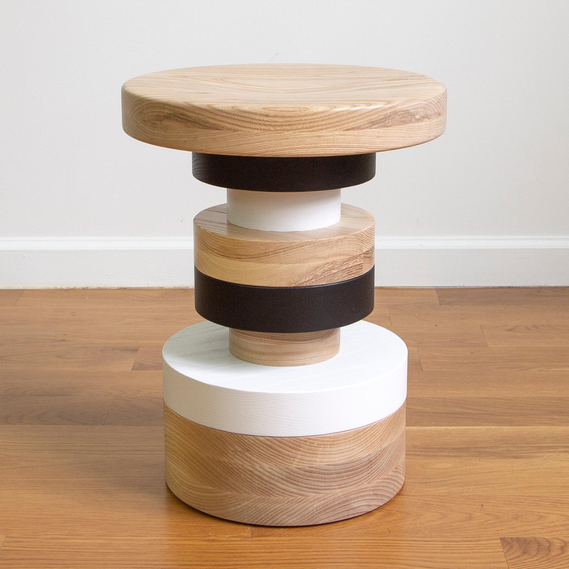 Wood Pair of Low Sass Stool from Souda, Dining Chair, Seating, Shape B For Sale
