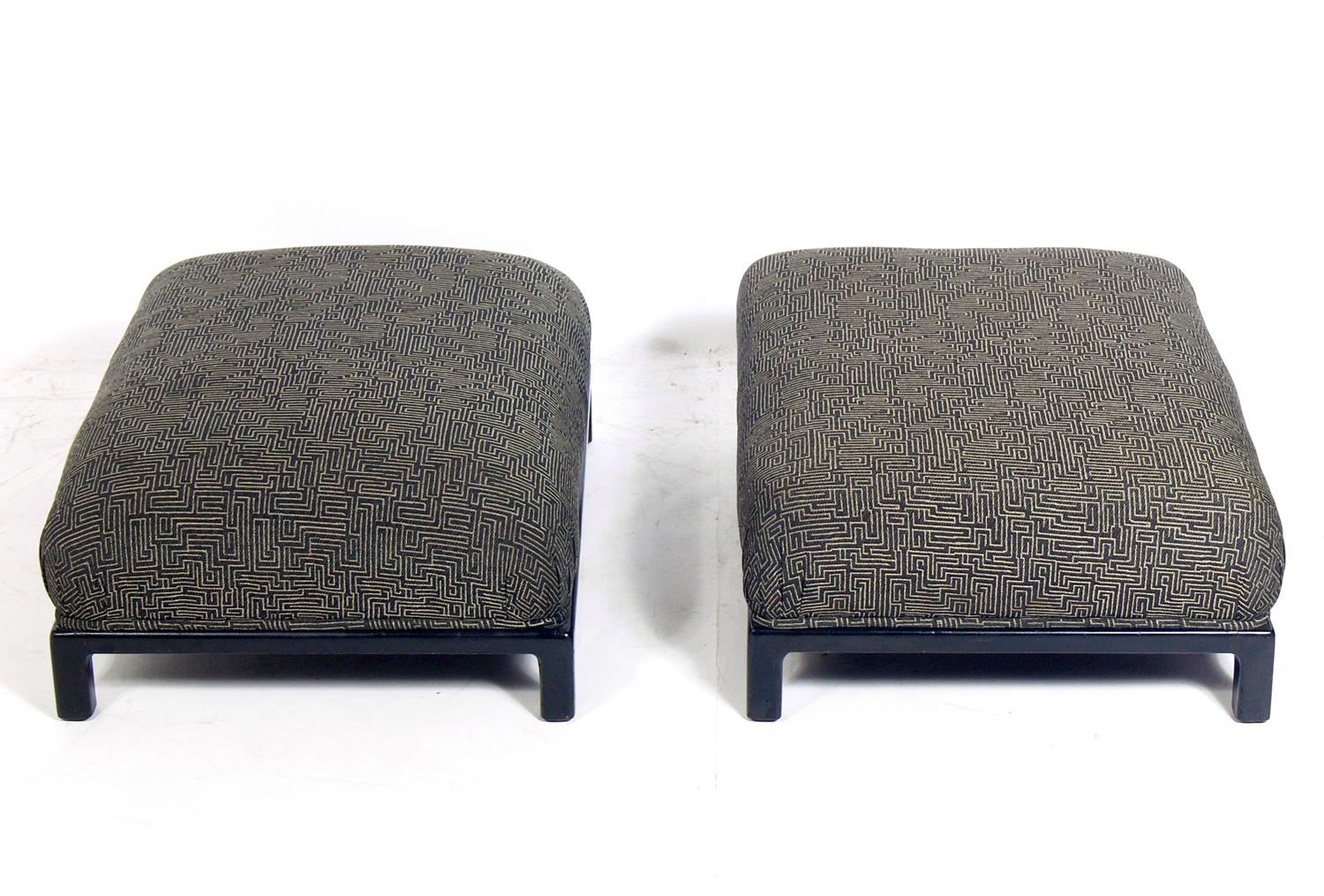 Mid-Century Modern Pair of Low Slung Asian Inspired Midcentury Stools For Sale