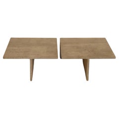 Pair of Low Square Up & Up Travertine end coffee tables or Nightstands Italy