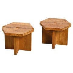 Pair of Low Stools, René Martin, Méribel France