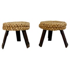 Pair of Low Stools / Side Tables, Audoux Minet, France 1950s