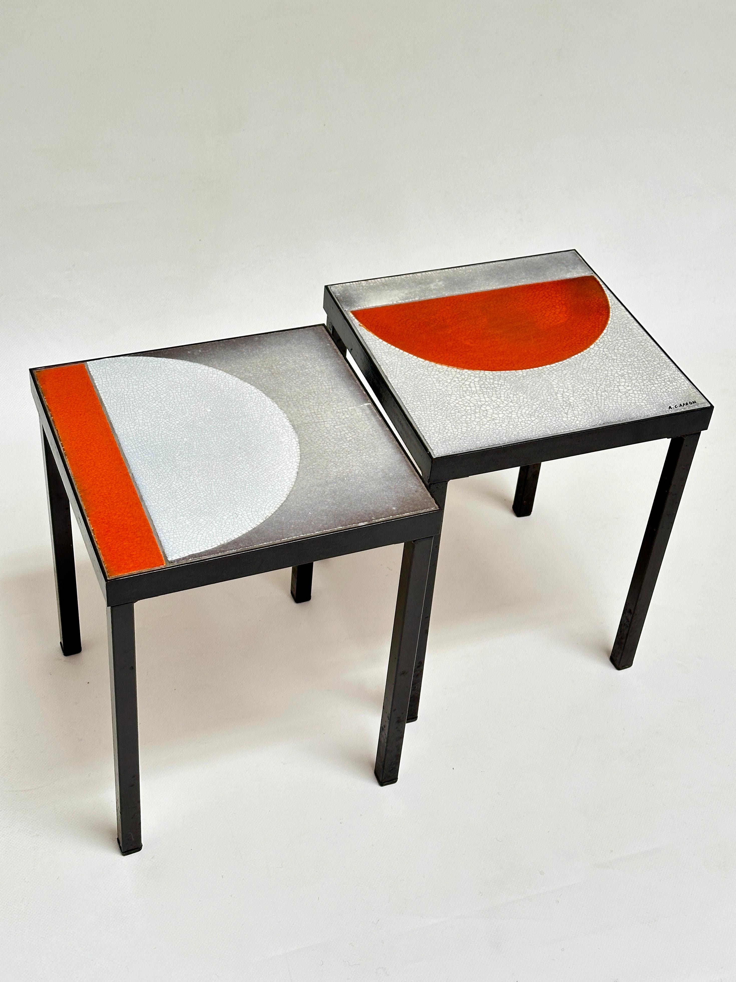 Ein Paar niedrige Tische, Roger Capron, Vallauris, um 1965 im Zustand „Gut“ im Angebot in St Ouen, FR