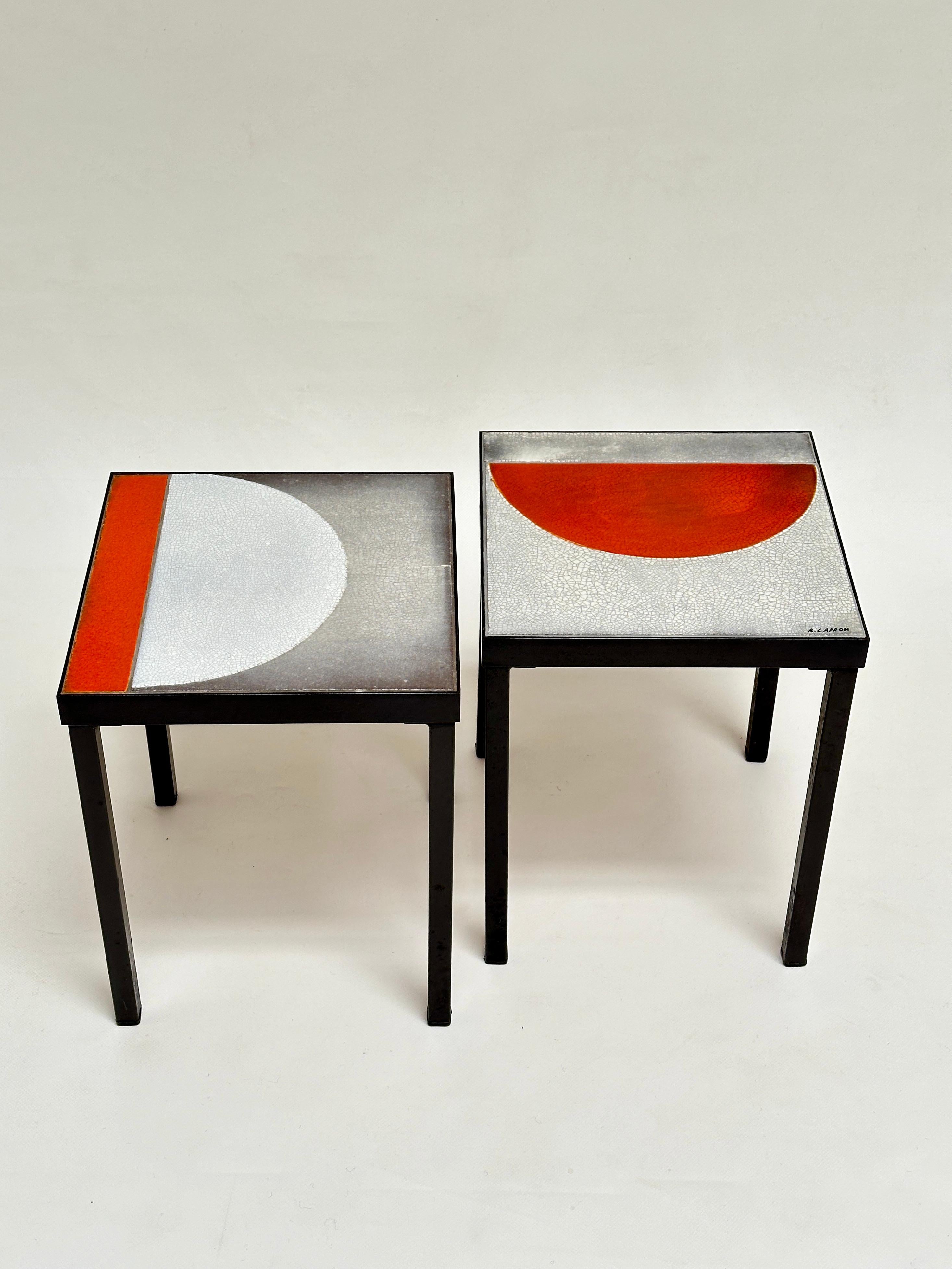 Ein Paar niedrige Tische, Roger Capron, Vallauris, um 1965 (Lava) im Angebot