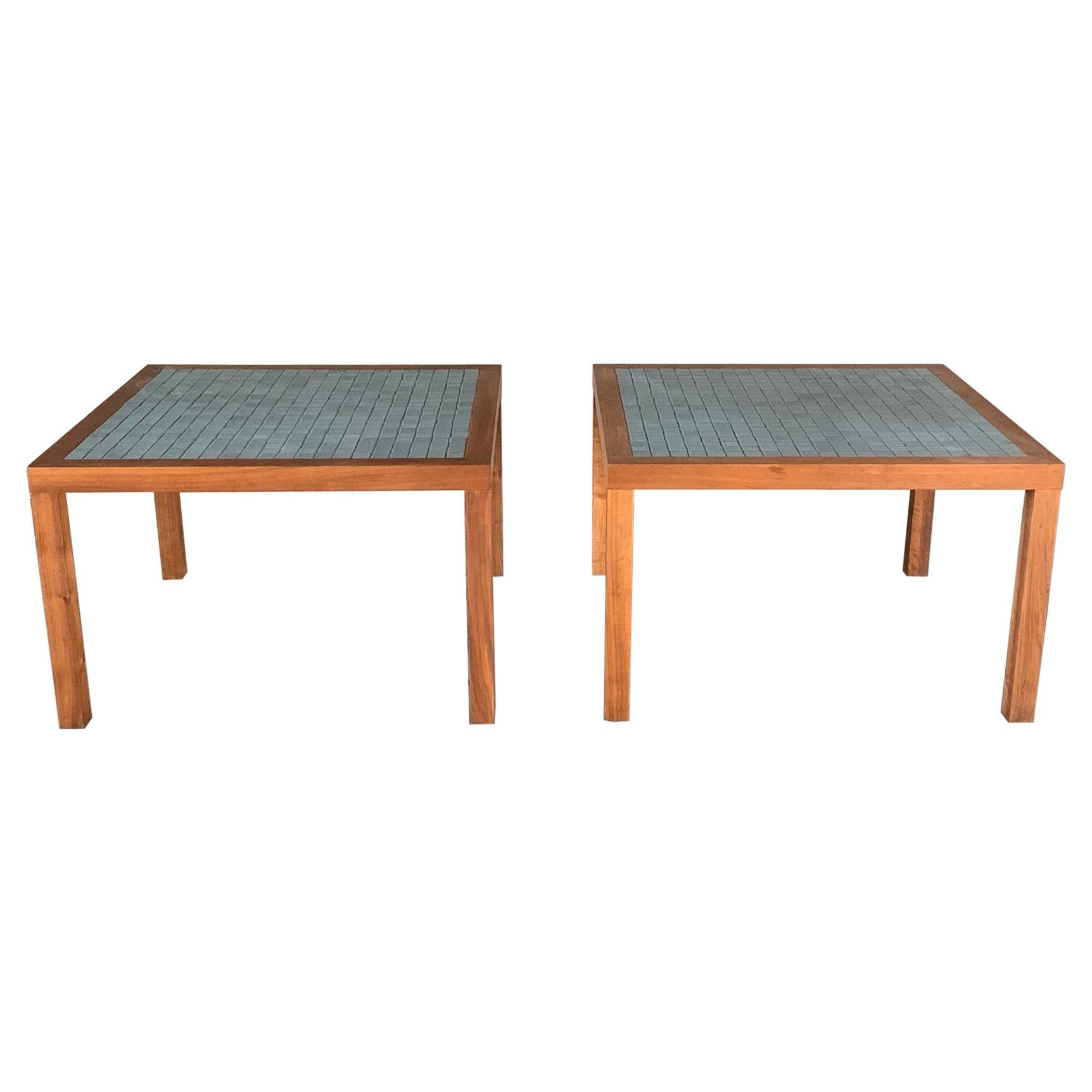 Pair of Low Tile Tables by Martz