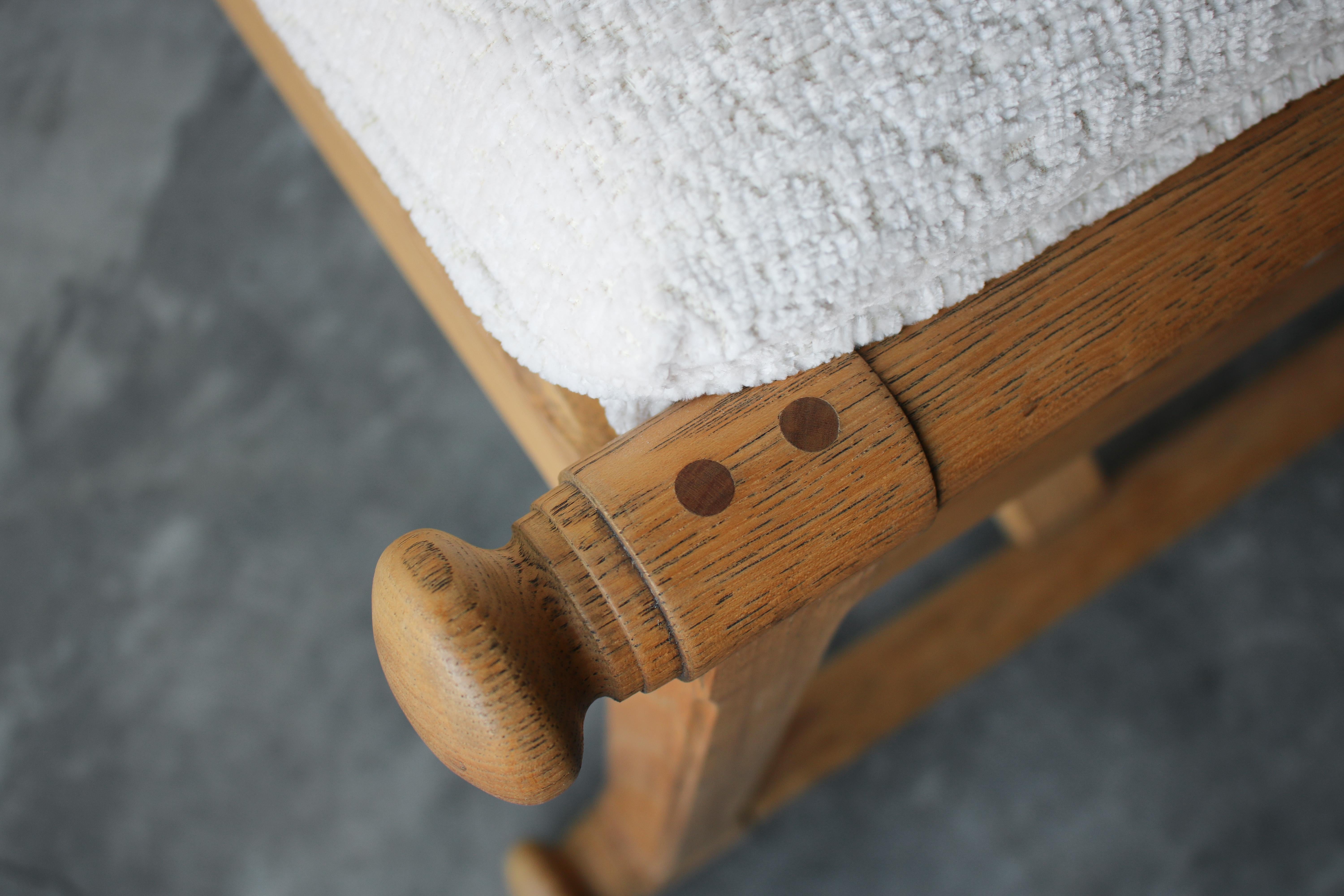 Pair of Low Vintage Oak X-Base Stools 3