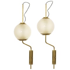 Pair of LP11 or Pallone Brass Wall Lamps by Luigi Caccia Dominioni, Azucena 1958