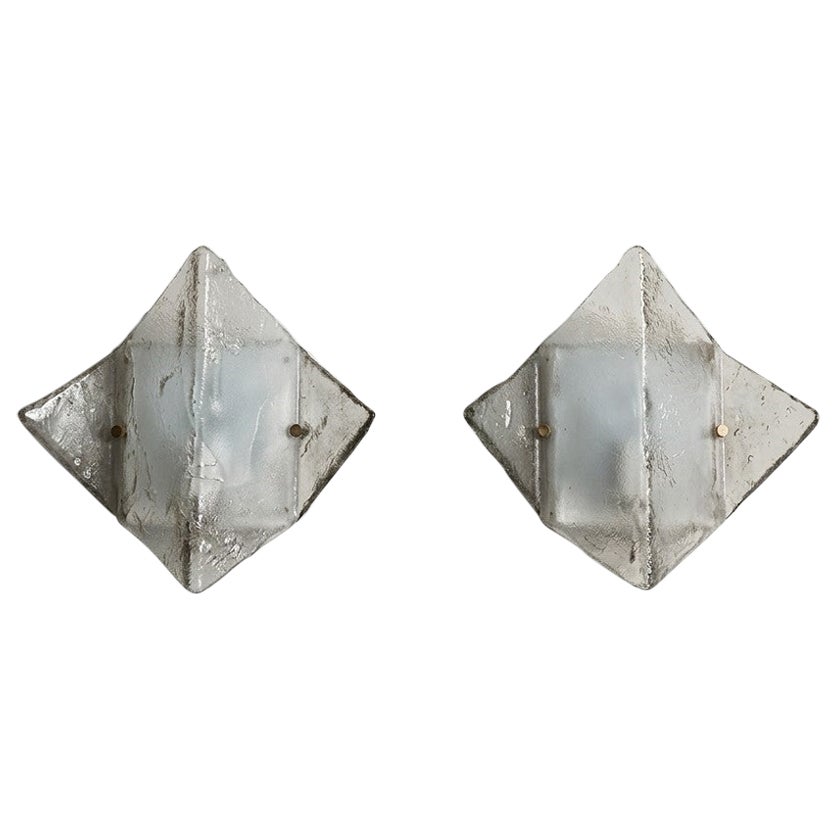 Pair of LP253 Murano glass sconces appliques by Carlo Nason for Mazzega 70s