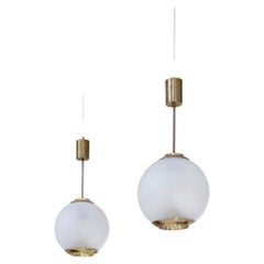 Pair of LS2 "Pallone" pendant lamps by Luigi Caccia Dominioni for Azucena