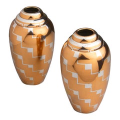 Antique Pair of Luc Lanel for Christofle 'Dinanderie' Vases