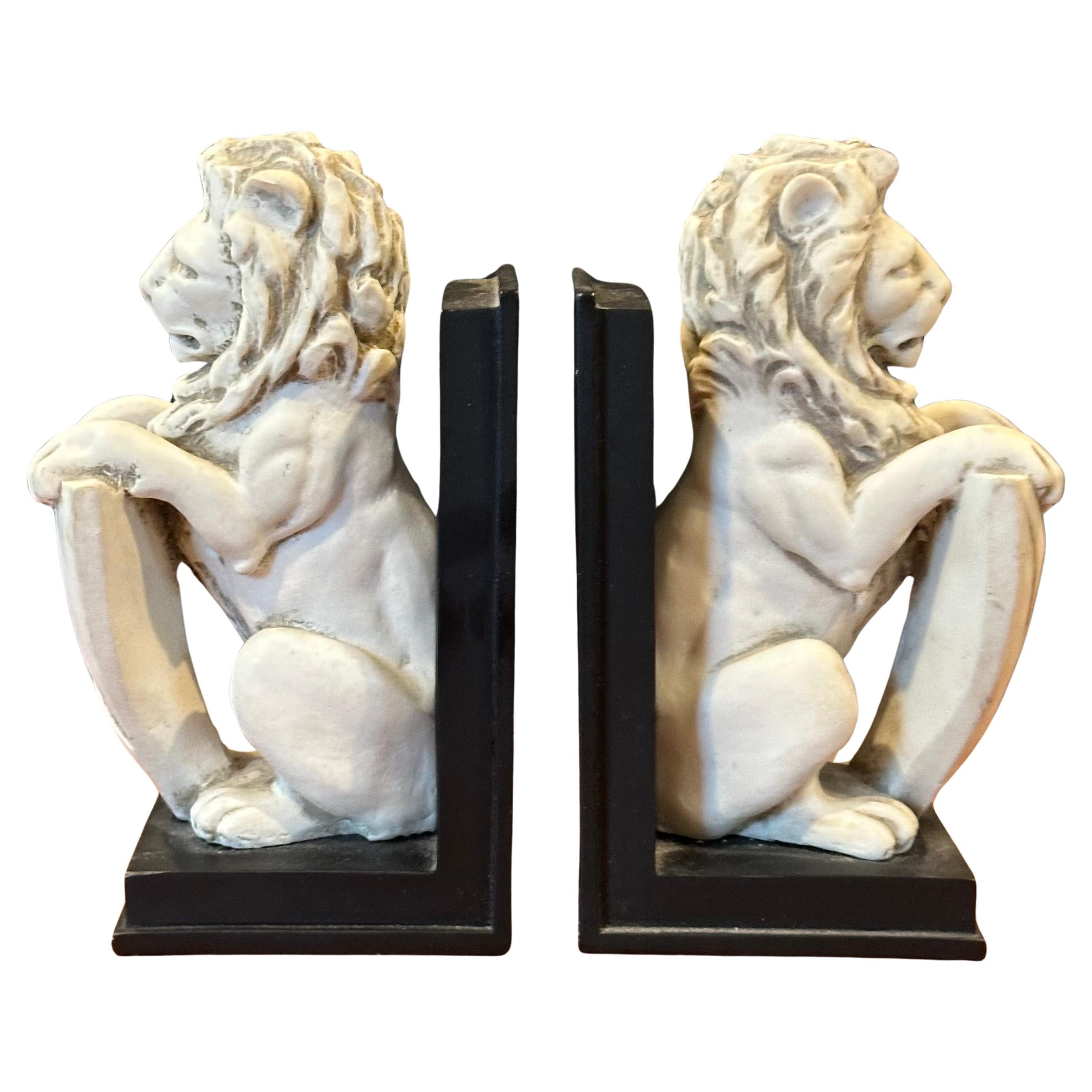 Italian Pair of Lucerne Lion Bookends by HPI For Sale
