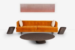 Coppia di tavolini Lucia Mercer per Knoll 1982 in granito marrone Sierra personalizzato