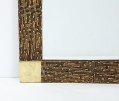 Pareja de espejos de bronce de los años 70 de Luciano Frigerio