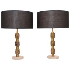 Pair of Luciano Frigerio Brass Table Lamps, Italy, circa 1970