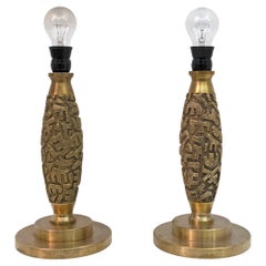 Pair of Luciano Frigerio Mid-Century Modern Italian Bronze Table Lamps, 1970s