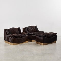 Pareja de sillones y puf Luciano Frigerio - Italia, años 70