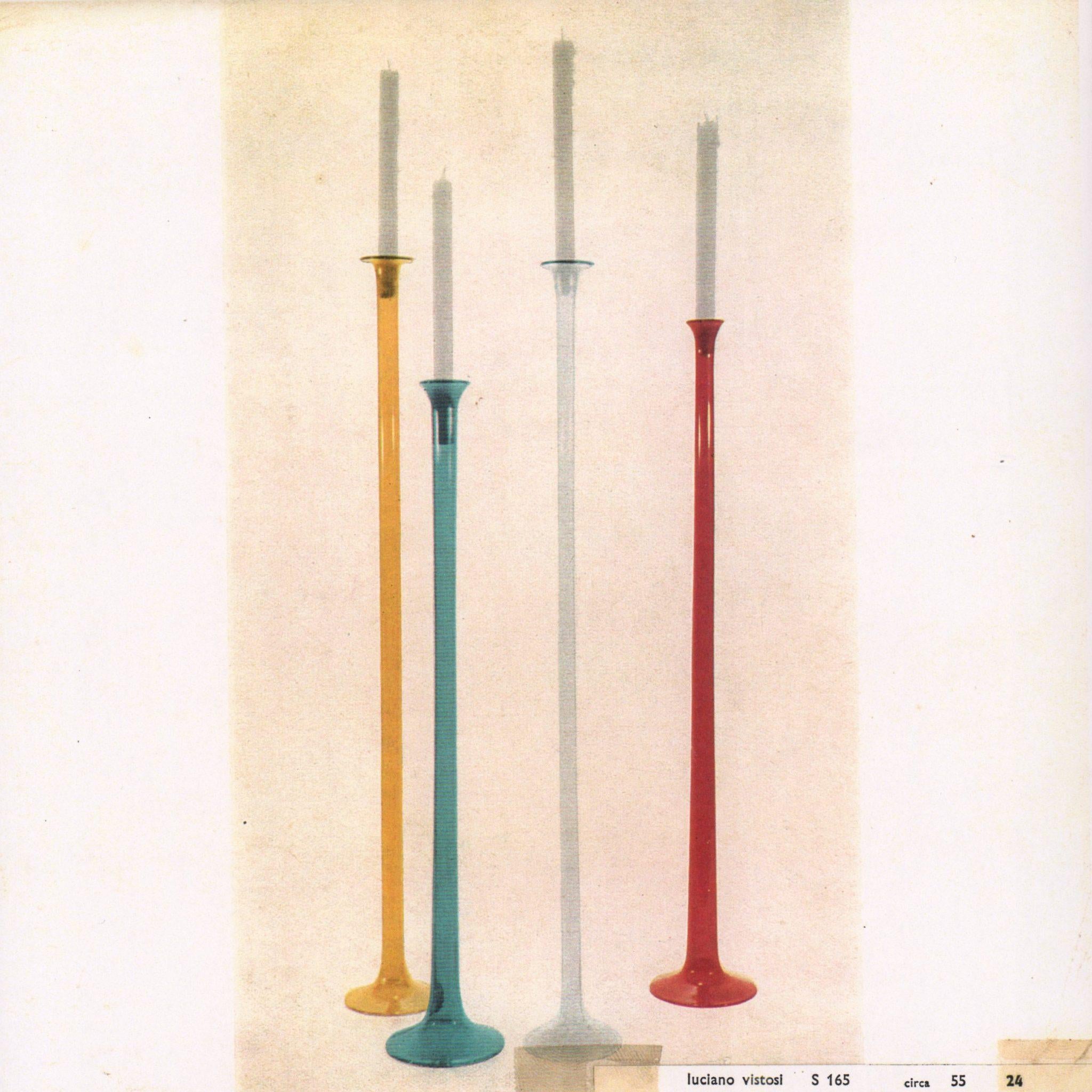 Coppia di bastoncini per candele Luciano Vistosi in vetro di Murano Arancione 1960s 1970s in vendita 5