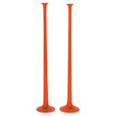 Coppia di bastoncini per candele Luciano Vistosi in vetro di Murano Arancione 1960s 1970s
