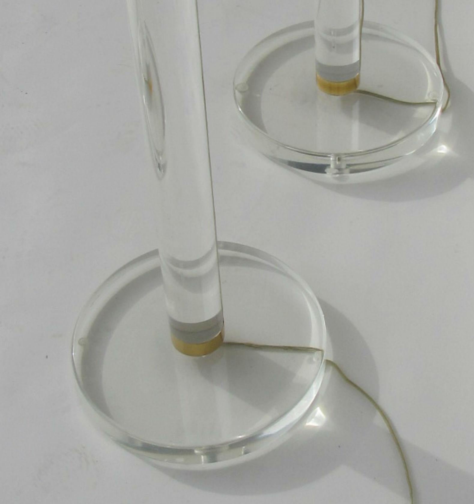 American Karl Springer Lucite and Brass Floor Lamps 1970s