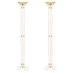 Pair of Lucite and Brass Floor Lamps