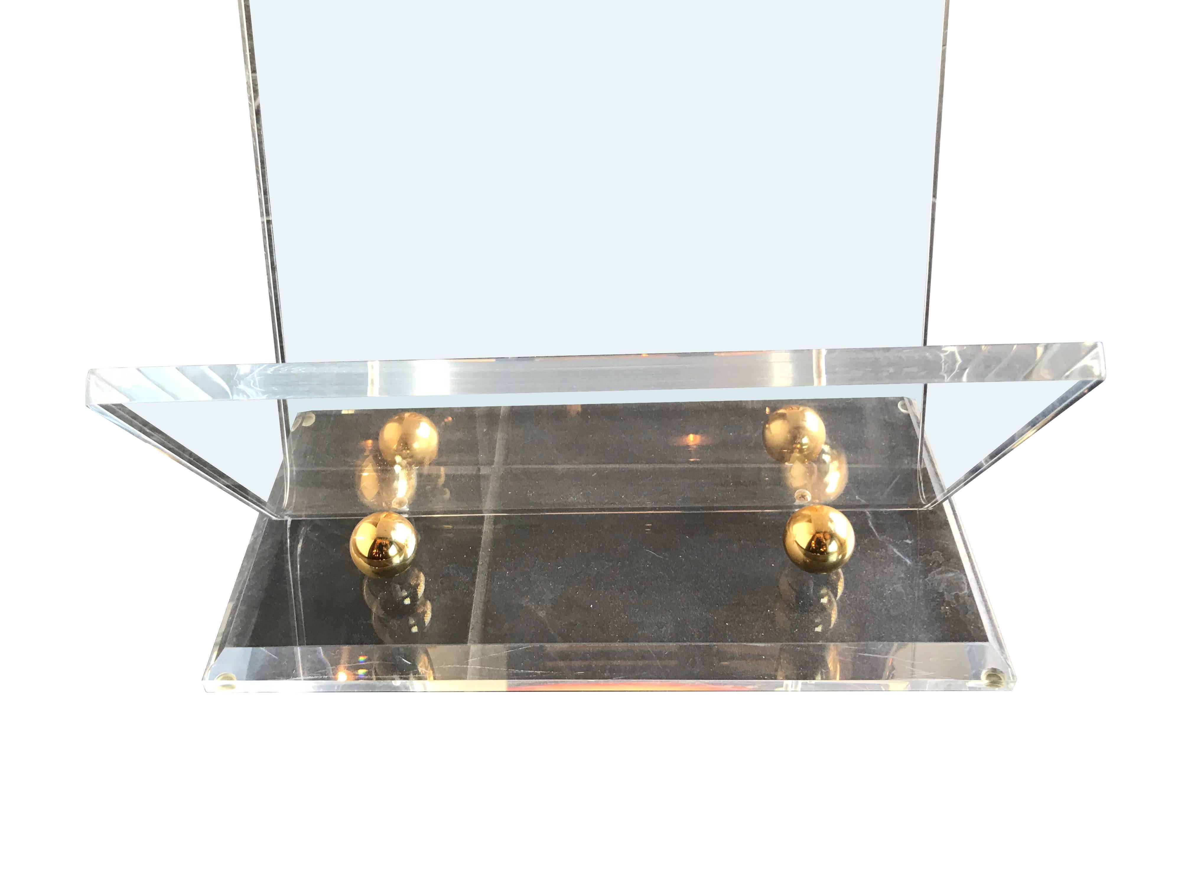 Pair of Lucite and Brass Side Tables with Magazine Racks In Good Condition In London, GB