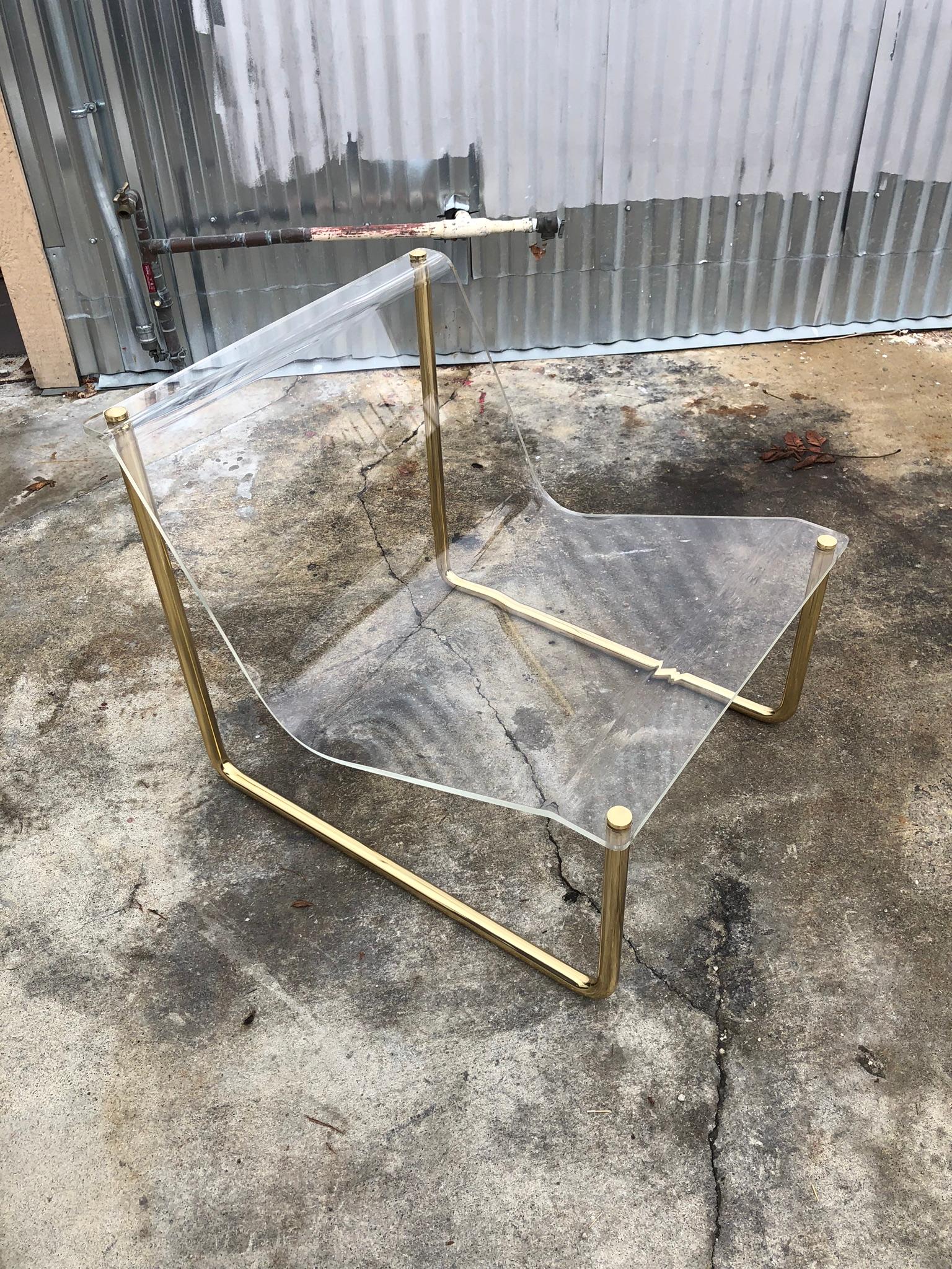 20th Century Pair of Lucite and Brass 