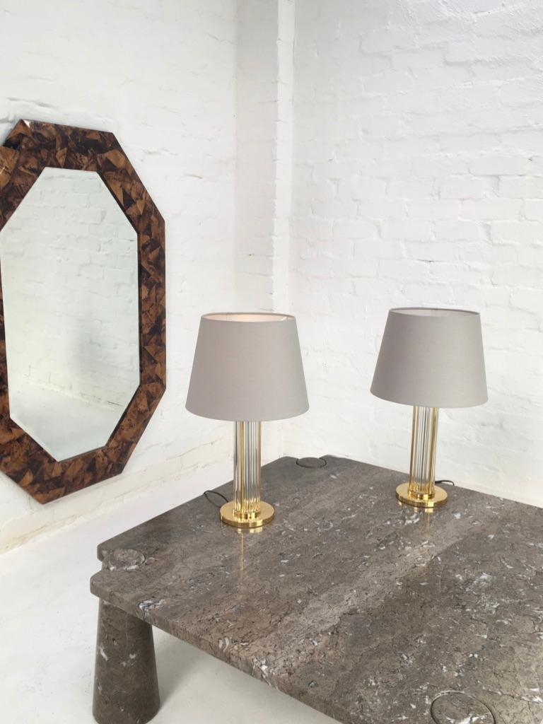 Pair of Lucite and Brass Table Lamps 1970s 8